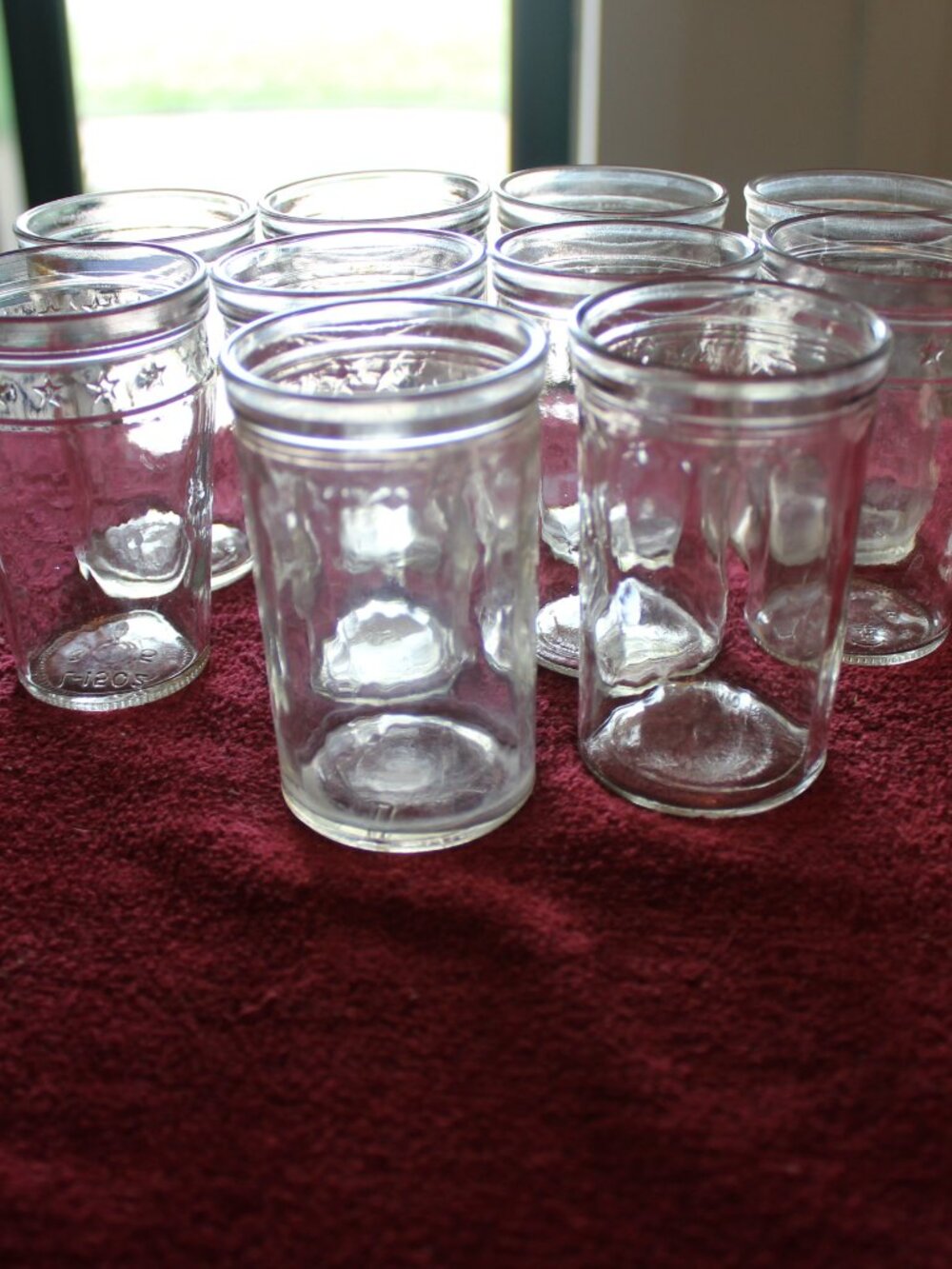 Vintage Small Jelly Jars with Stars along top edge - 10